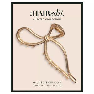 The Hair Edit Gilded Bow Claw Hair Clip Gold Large Knot Bow Hair Accessory NEW